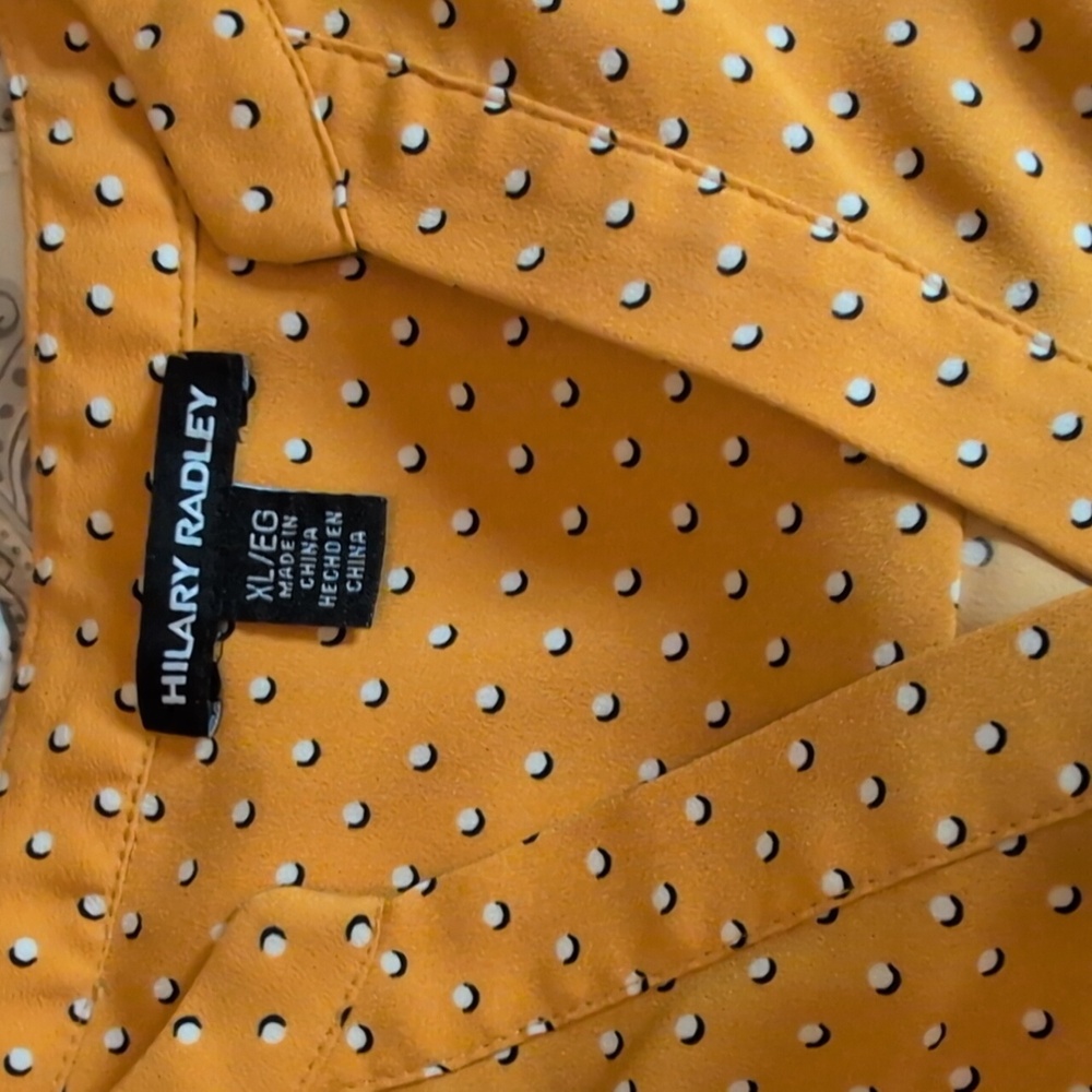 ⭐Hilary Radley Mustard Polka Dot Blouse - Picture 6 of 8